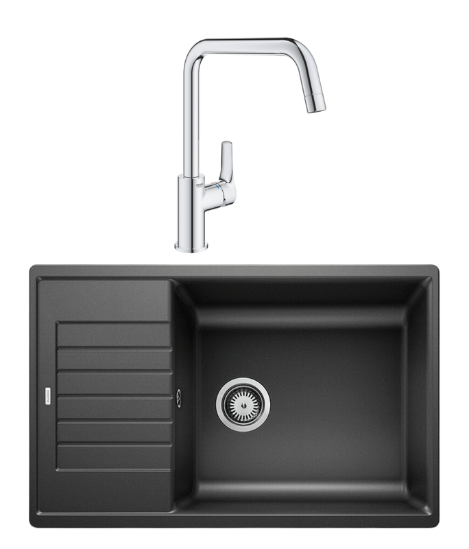 Комплект Мойка Blanco Zia XL 6S Compact 523273 антрацит + Смеситель Grohe Eurosmart