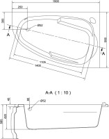 Акриловая ванна Cersanit Joanna R 150x95 см, угловая, правая, встраиваемая, ультрабелая, асимметричная, на ножках