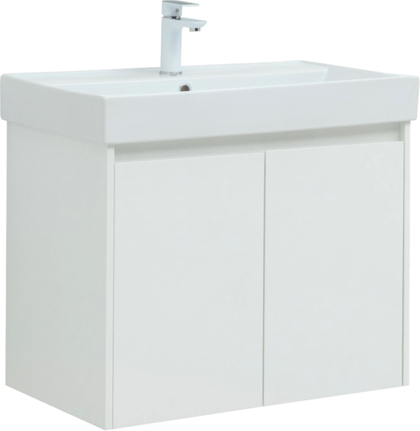 Тумба под раковину Aquanet Nova Lite 75 белый глянец, с дверками