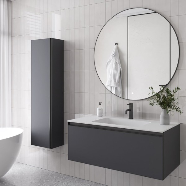 Мебель для ванной комнаты Armadi Art Quatro 1 100 anthracite, с раковиной white