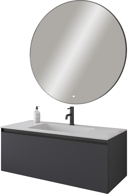 Мебель для ванной комнаты Armadi Art Quatro 1 100 anthracite, с раковиной white