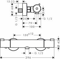 Душевой комплект Термостат Hansgrohe Ecostat 1001 CL ВМ 13211000 + Гарнитур Raindance Select E 26620400