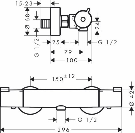 Душевой комплект Термостат Hansgrohe Ecostat 1001 CL ВМ 13211000 + Гарнитур Raindance Select E 26620400