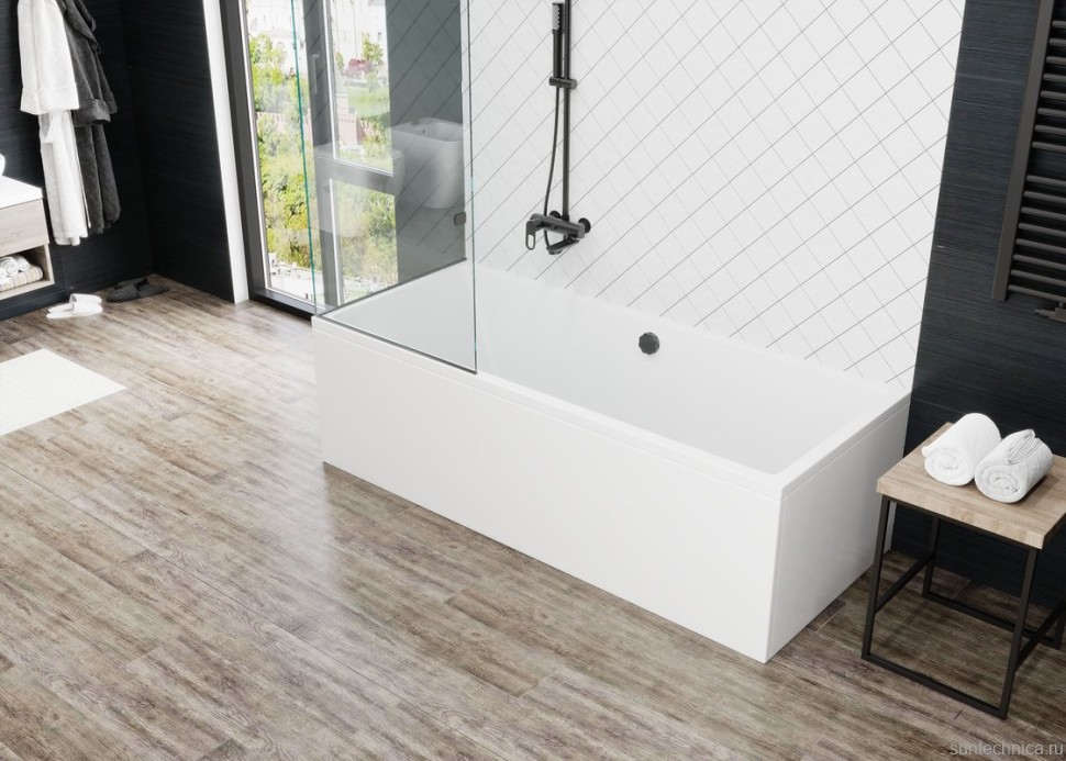 Акриловая ванна Vagnerplast Cavallo 190x90 см, пристенная, ультрабелая, с каркасом