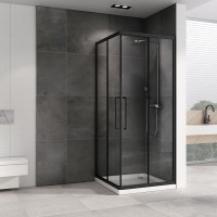 Душевой уголок Abber Schwarzer Diamant AG02100BH 100x100, профиль черный, стекло прозрачное