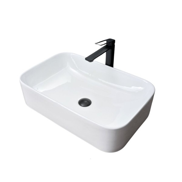 Накладная раковина GID Geometrico N9599 61 глянцевая белая, прямоугольная, фаянс