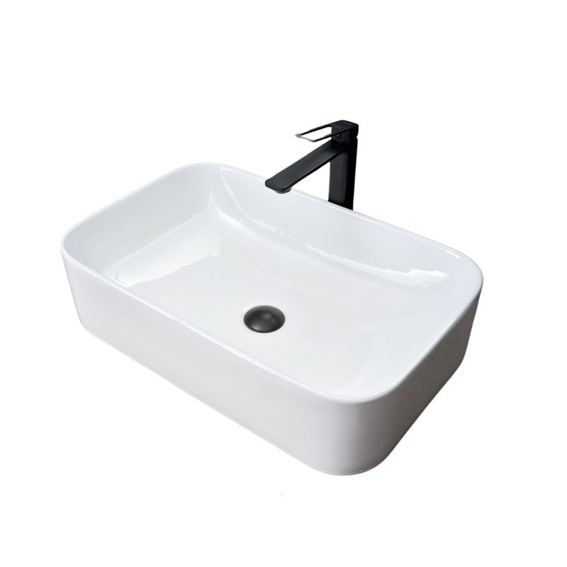 Накладная раковина GID Geometrico N9599 61 глянцевая белая, прямоугольная, фаянс