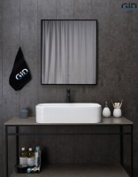 Накладная раковина GID Geometrico N9599 61 глянцевая белая, прямоугольная, фаянс