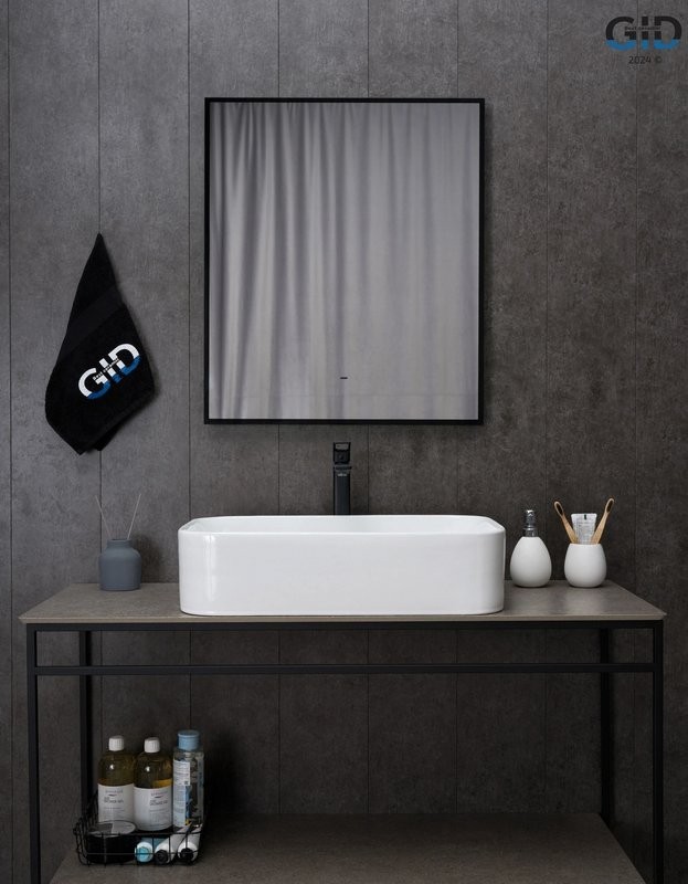 Накладная раковина GID Geometrico N9599 61 глянцевая белая, прямоугольная, фаянс