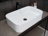 Накладная раковина GID Geometrico N9599 61 глянцевая белая, прямоугольная, фаянс