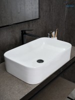 Накладная раковина GID Geometrico N9599 61 глянцевая белая, прямоугольная, фаянс