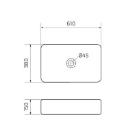Накладная раковина GID Geometrico N9599 61 глянцевая белая, прямоугольная, фаянс
