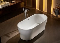 Акриловая ванна BelBagno BB405-1500-800 без опоры 150x80 см, отдельностоящая, белая, овальная, со сливом-переливом