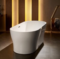 Акриловая ванна BelBagno BB405-1500-800 без опоры 150x80 см, отдельностоящая, белая, овальная, со сливом-переливом
