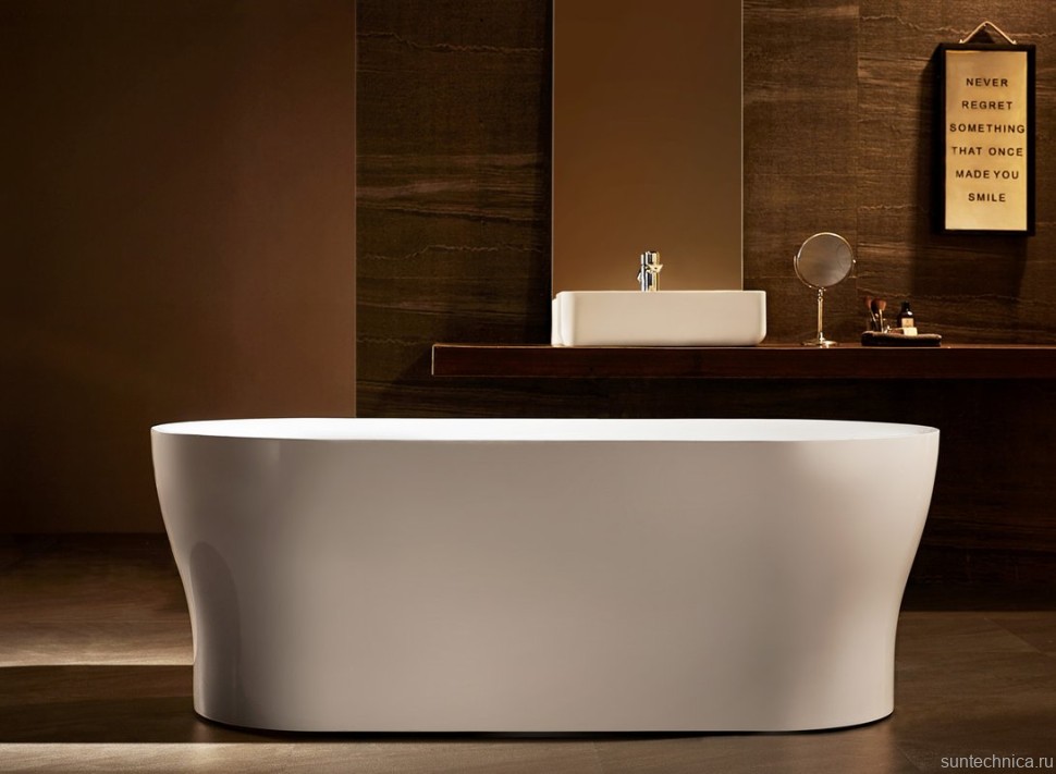 Акриловая ванна BelBagno BB405-1500-800 без опоры 150x80 см, отдельностоящая, белая, овальная, со сливом-переливом