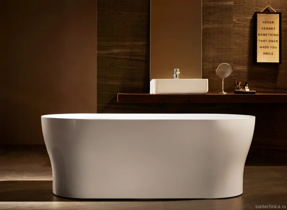 Акриловая ванна BelBagno BB405-1500-800 без опоры 150x80 см, отдельностоящая, белая, овальная, со сливом-переливом