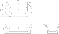 Акриловая ванна BelBagno BB405-1500-800 без опоры 150x80 см, отдельностоящая, белая, овальная, со сливом-переливом