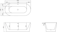 Акриловая ванна BelBagno BB405-1500-800 без опоры 150x80 см, отдельностоящая, белая, овальная, со сливом-переливом