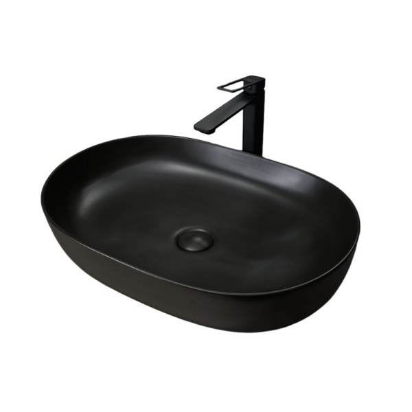 Накладная раковина GID Lago Bm1348 61 матовая черная, овальная, фаянс