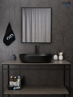 Накладная раковина GID Lago Bm1348 61 матовая черная, овальная, фаянс