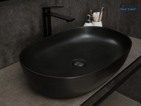 Накладная раковина GID Lago Bm1348 61 матовая черная, овальная, фаянс