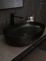 Накладная раковина GID Lago Bm1348 61 матовая черная, овальная, фаянс