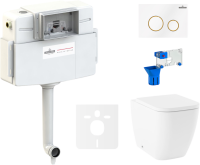 Комплект Lavinia Boho Унитаз приставной One 33024060 + Крышка-сиденье One 33290200 с микролифтом + Бачок скрытого монтажа RelFix 38020010 + Кнопка RelFix 38050804 + Дозатор RelFix 38040010