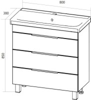 Мебель для ванной комнаты 1MarKa Gaula 80Н черная, 3 ящика
