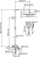Душевая стойка Wasserkraft Elbe 7400 A174.160.078.CB черная