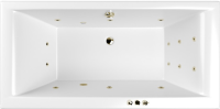Акриловая ванна WHITECROSS Savia Duo SMART 170x80 см, пристенная, с гидромассажем, белая, с каркасом, со сливом-переливом, фурнитура бронза