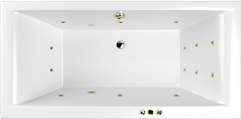 Акриловая ванна WHITECROSS Savia Duo SMART 170x80 см, пристенная, с гидромассажем, белая, с каркасом, со сливом-переливом, фурнитура бронза