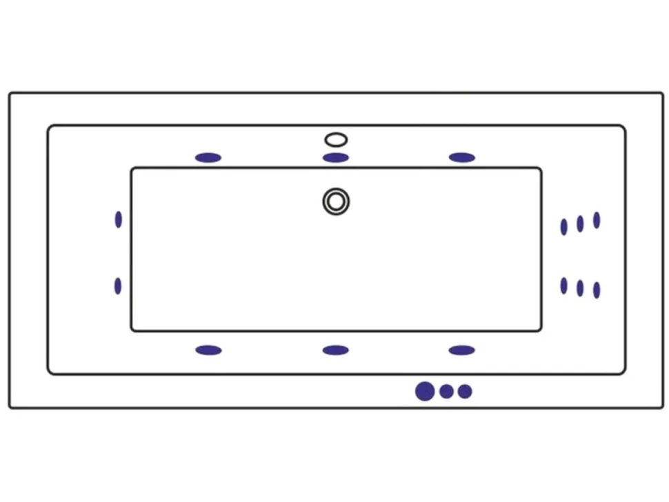 Акриловая ванна WHITECROSS Savia Duo SMART 170x80 см, пристенная, с гидромассажем, белая, с каркасом, со сливом-переливом, фурнитура бронза