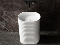 Раковина напольная Abber Stein AS2550 58 матовая белая, овальная, моноблок, искусственный камень