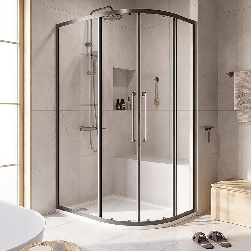 Душевой уголок Cezares Relax RELAX-304-RH-2-120/90-C-GM 120x90, профиль оружейная сталь
