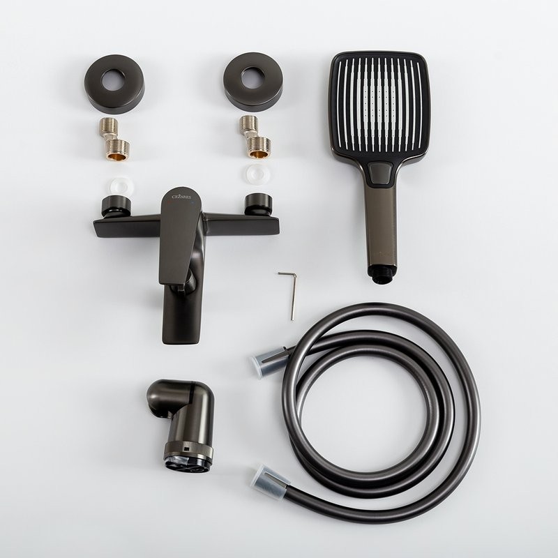 Смеситель для ванны с душем Cezares Liner VD-GM оружейная сталь