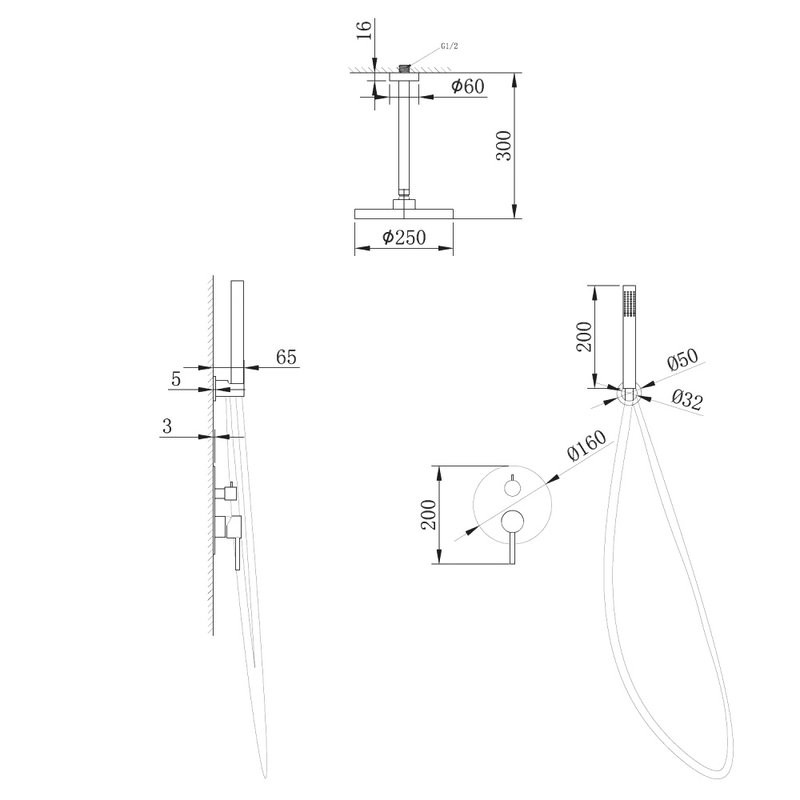Душевой комплект Abber Emotion AF8821 С ВНУТРЕННЕЙ ЧАСТЬЮ, хром