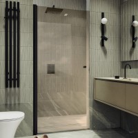 Душевая дверь в нишу Maybahglass MGD-810-6 90 см, профиль черный, стекло бронза