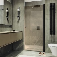 Душевая дверь в нишу Maybahglass MGD-810-6 90 см, профиль черный, стекло бронза