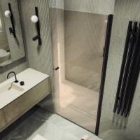 Душевая дверь в нишу Maybahglass MGD-810-6 90 см, профиль черный, стекло бронза