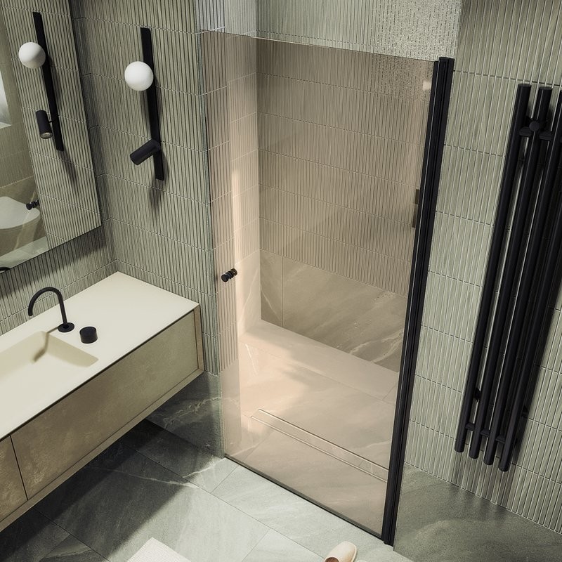 Душевая дверь в нишу Maybahglass MGD-810-6 90 см, профиль черный, стекло бронза