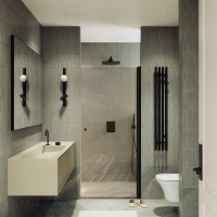Душевая дверь в нишу Maybahglass MGD-810-6 90 см, профиль черный, стекло бронза