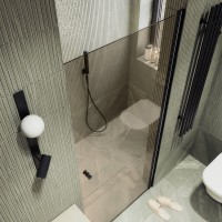 Душевая дверь в нишу Maybahglass MGD-810-6 90 см, профиль черный, стекло бронза