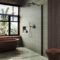Душевая перегородка Maybahglass MGD-680-6ш 109 см, профиль черный, стекло сатин