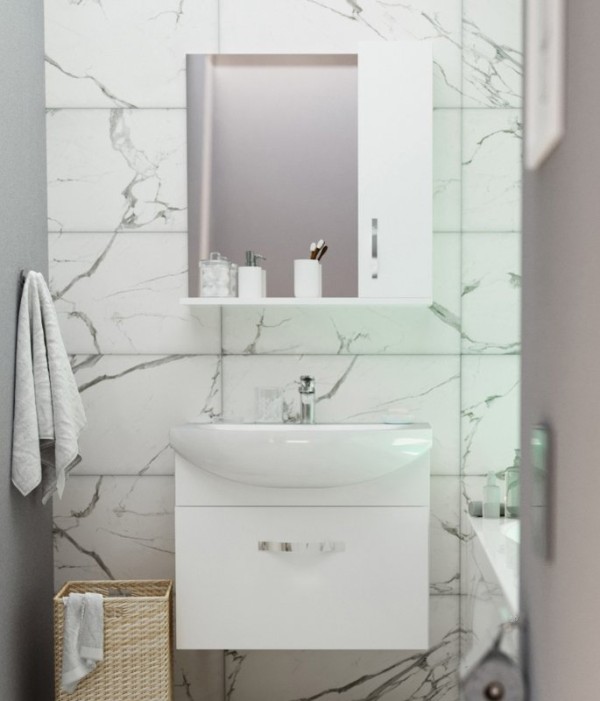 Мебель для ванной комнаты 1MarKa Вита 65П с 1 ящиком, белый глянец