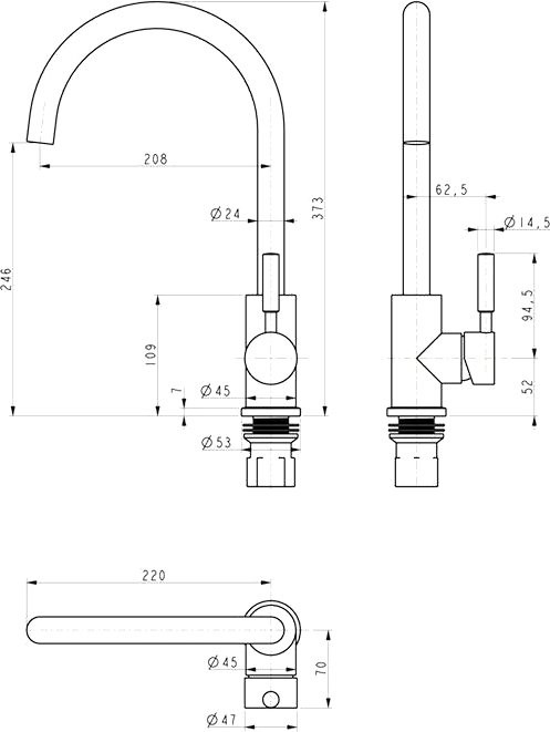 Комплект Мойка Paulmark Gerberg PM254444-BS брашированная нержавеющая сталь + Смеситель Holstein Ho212063-NI никель