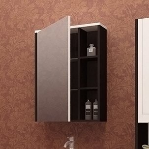 Зеркало-шкаф Mixline 65 подвесной, белый, венге