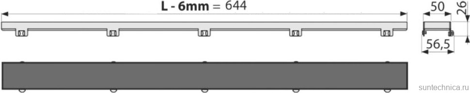 Душевой трап (лоток) AlcaPlast APZ1 APZ6S 650 65 см, решетка хром, под плитку
