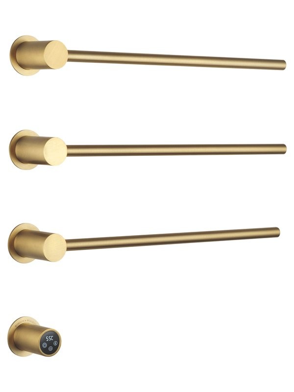 Полотенцесушитель электрический Wonzon & Woghand Hamburg WW-AL313-BG 50x45 см, скрытое подключение слева, брашированное золото, лесенка