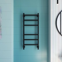 Полотенцесушитель электрический Grota Nosto 430х1000 RAL9005 EL 100x45 см, подключение справа, слева, скрытое подключение справа, матовый черный, лесенка, из стали