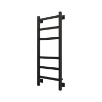Полотенцесушитель электрический Grota Nosto 430х1000 RAL9005 EL 100x45 см, подключение справа, слева, скрытое подключение справа, матовый черный, лесенка, из стали
